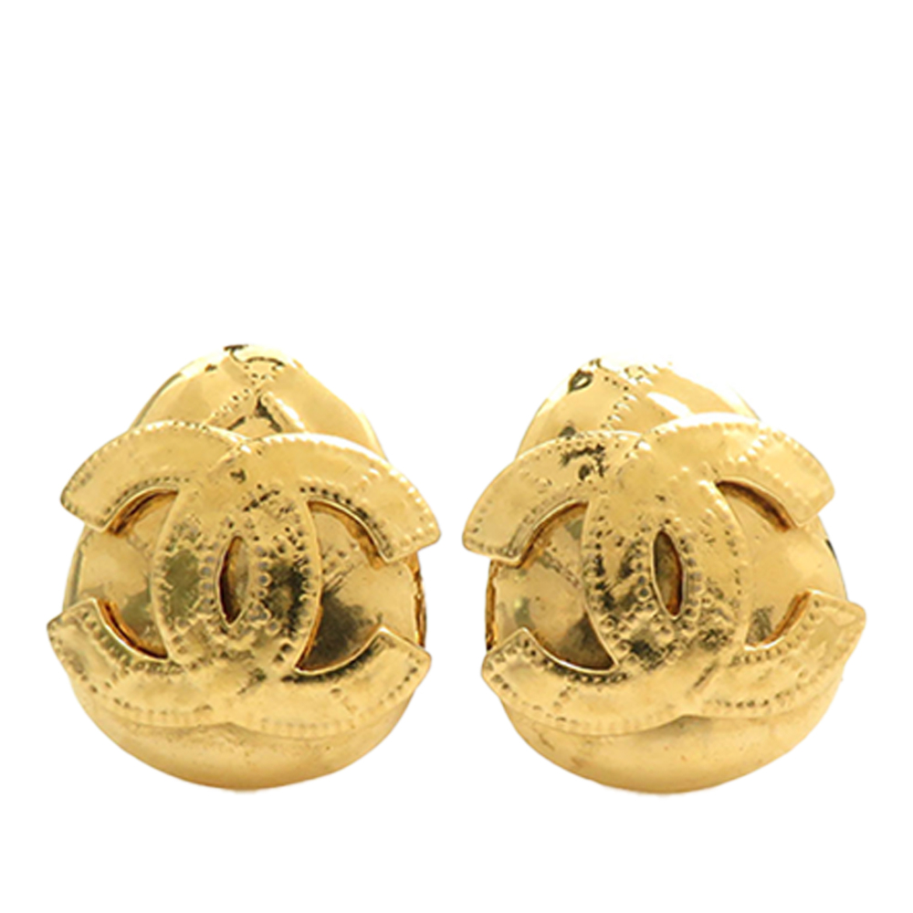 Pre-Loved Chanel CC Gold Plated Logo Clip On Earrings